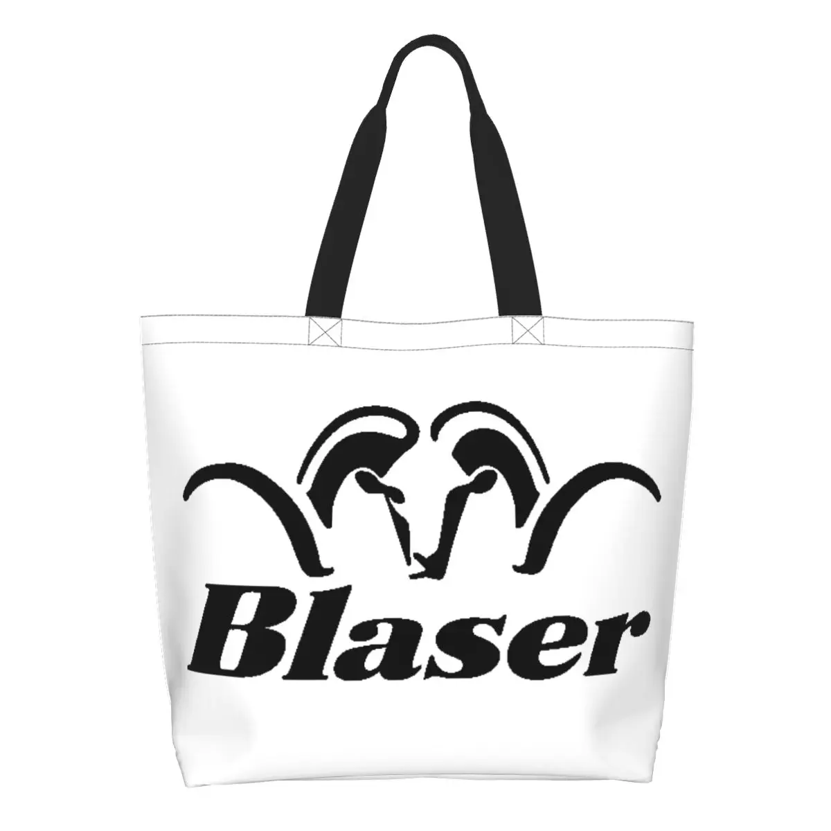 Fashion Printed Black Blaser Firearm Gun Shopping Tote Bags Portable Canvas Shopper Shoulder Handbag