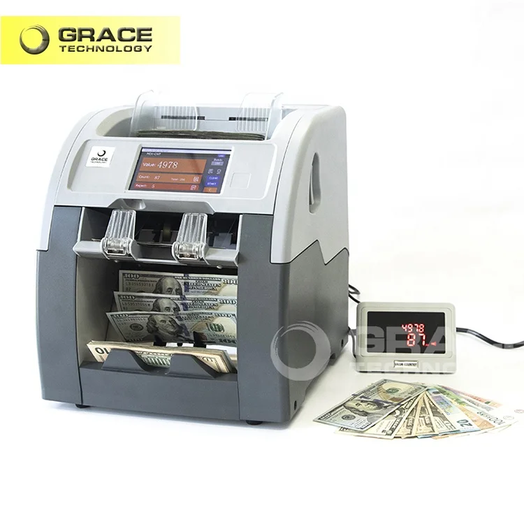 Two Pockets Bill Fitness ECB Test Professional Banknote Sorter Money Multi Currency Sorting Machine