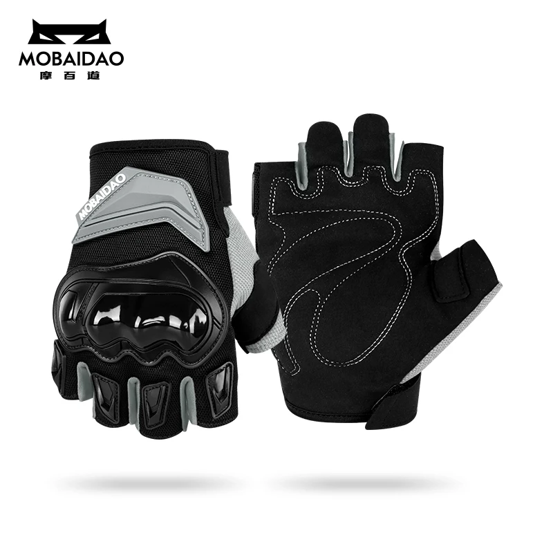 MOBAIDAO Summer Half Finger Motorbike Gloves Thin Anti-Slip Ventilated for Men Women Urban Leisure Riding Motorcycle Gloves