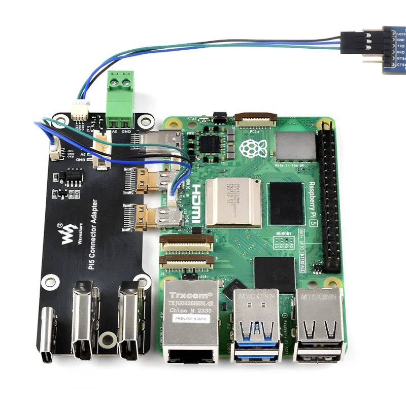 Raspberry Pi 5 4B Micro HDMI-compatible to HDMI-compatible Multifunctional Adapter Dual 4K Output Typec or Terminal Power Supply