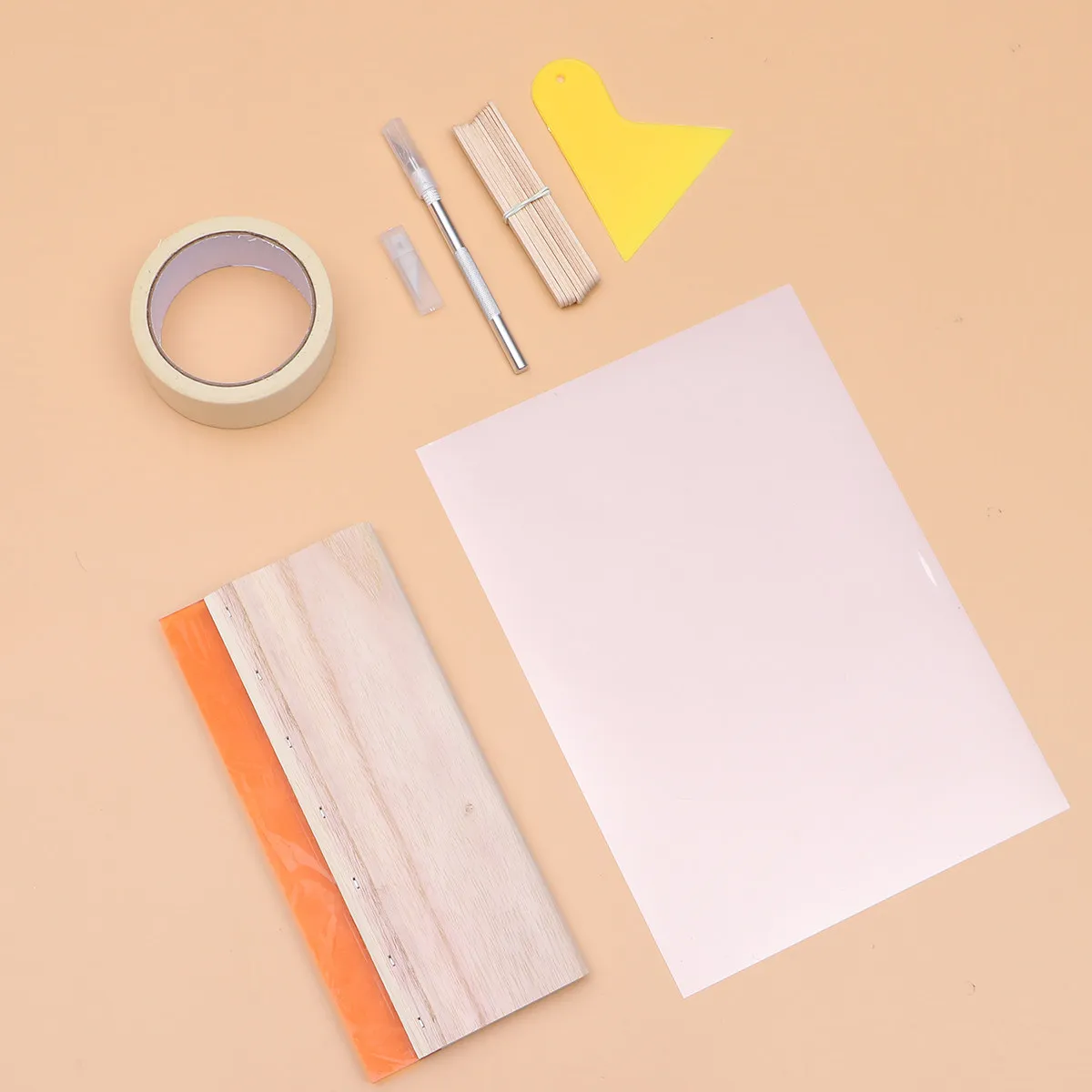 kit-de-serigraphie-1-piece-cadre-en-bois-raclette-grattoir-en-plastique-film-transparent-pour-impression-jet-d'encre-ruban-adhesif
