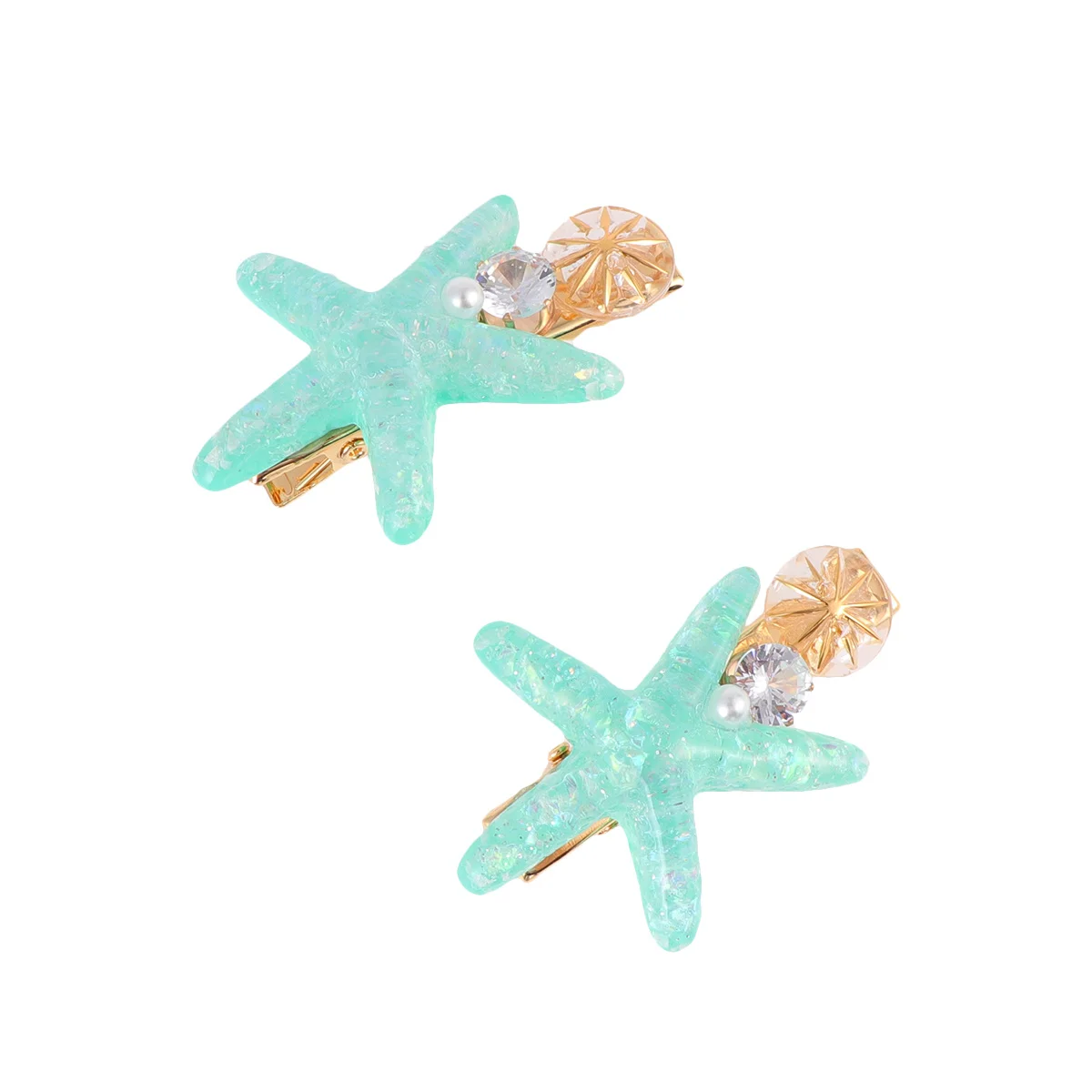 

2pcs Rhinestone Clip Diamond Barrettes For Women Wedding Party Banquet Mint Green Bobby Pins Pearl Hair Pin Girl Hair Clip