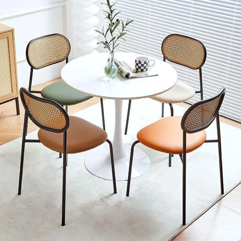 Modern And Minimalist Rattan Woven Dining Chairs For Household Use Designed With Iron Craftsmanship Chair For Dining Tables