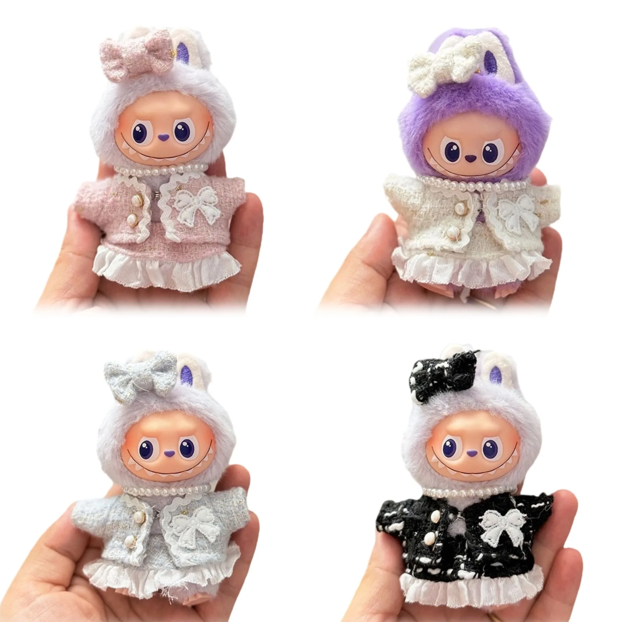 Coat Shirt Set with Necklace For 10.5cm Labubu V4 The Monsters Pin for Love Series Doll Clothes Outfit Accessories Ropa Labubu