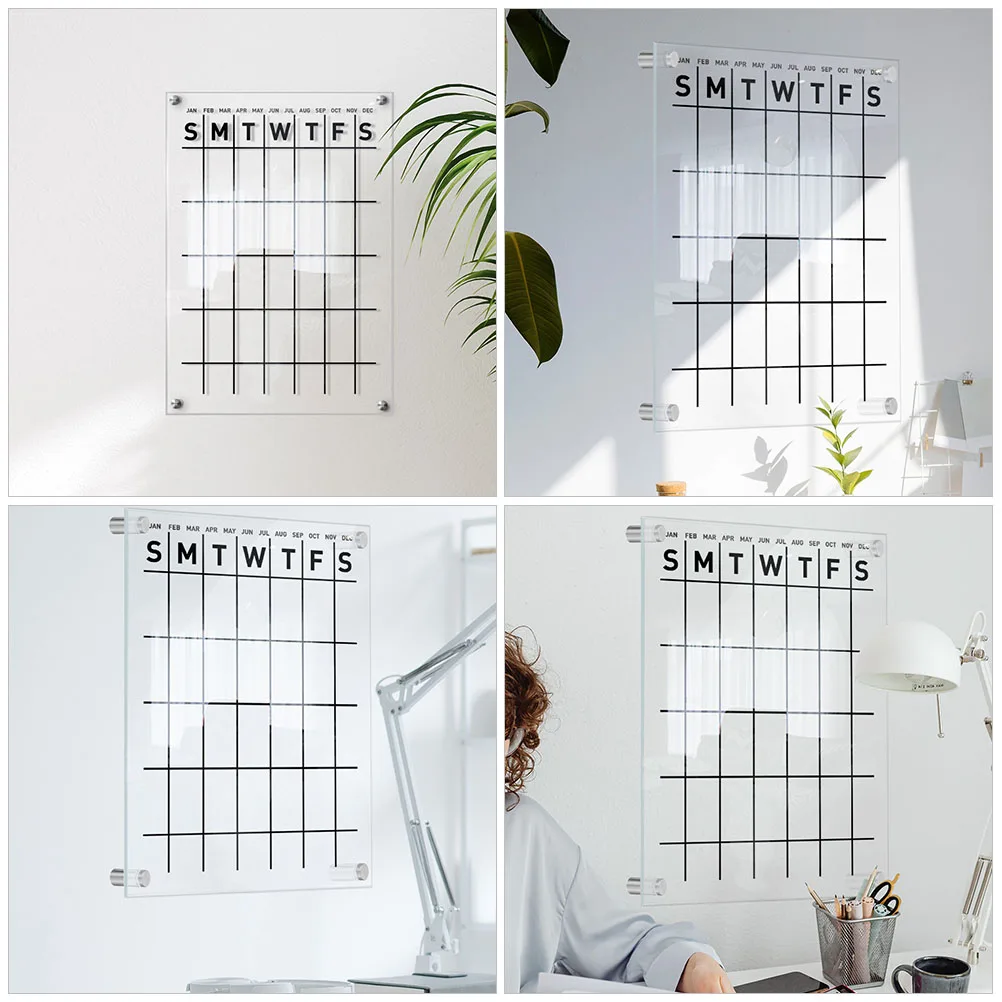 

1 Set Hanging Acrylic Dry Erase Board Wall Mounted Transparent Message Memo Sign Office Home Decorative Compact Erasable Writing