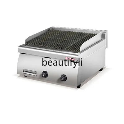 

Commercial Gas Volcanic Stone BBQ Grill Tabletop Fish Grill Night Market Stall BBQ Equipment
