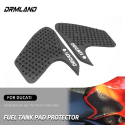 Pegatina antideslizante para motocicleta Ducati Monster, almohadilla de tracción para tanque, Protector de agarre de rodilla lateral, color negro, 695, 696, 795, 796, 821, 1100S