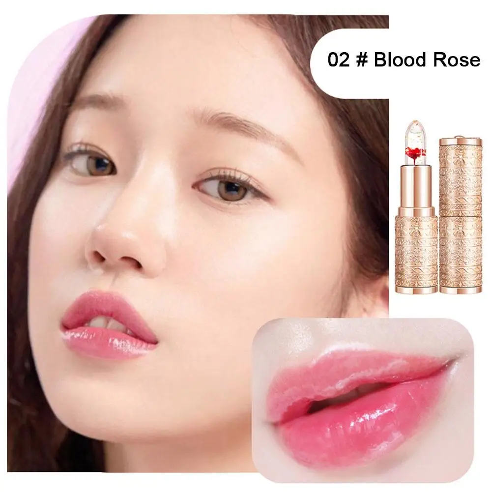 Color Changing Long Lasting Lipstick Gold Foil Flower Lip Primer Jelly Lip Balm Moisturizing Natural Waterproof Makeup Lipgloss