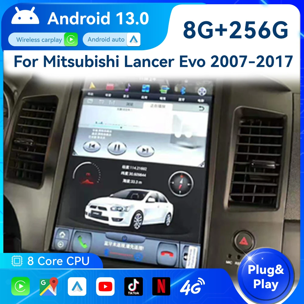 For Mitsubishi Lancer Evo 2007-2017 Stereo Radio Audio Screen Android Qualcomm Autoradio Car Multimedia Player Gps Navi Player