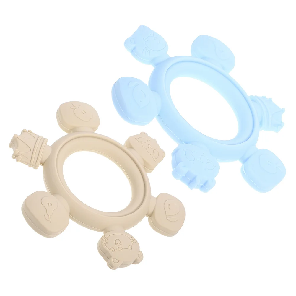 Mordedor de silicona para bebé de 6 a 12 meses, juguete para la dentición, fácil de llevar, 2 uds.