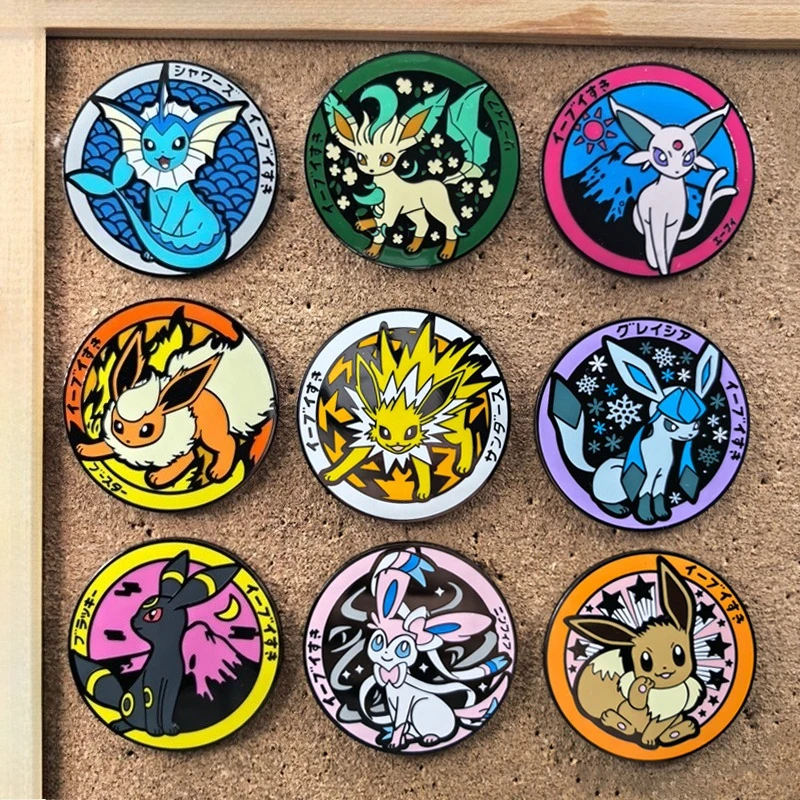 Эмалированная булавка в стиле аниме Pokemon Eeveelution, брошь сосны, булавки для лацканов, значок на рюкзак, аксессуары для одежды, модные украшения, подарок друзьям