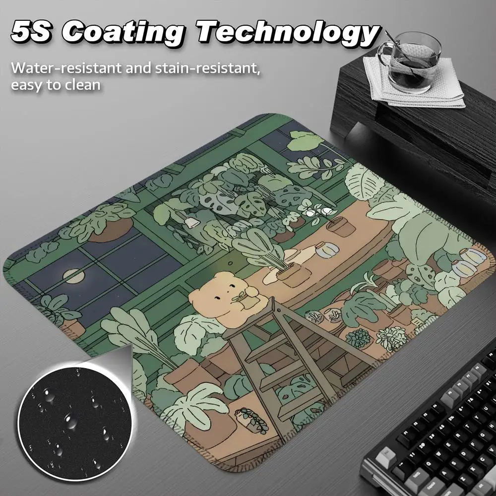 Green Plant Cute Cat  Mouse Pad SKY Small Desk Pad Mouse Boy Gift for Play games Keyboard Wireless Desktop Computer Coasters