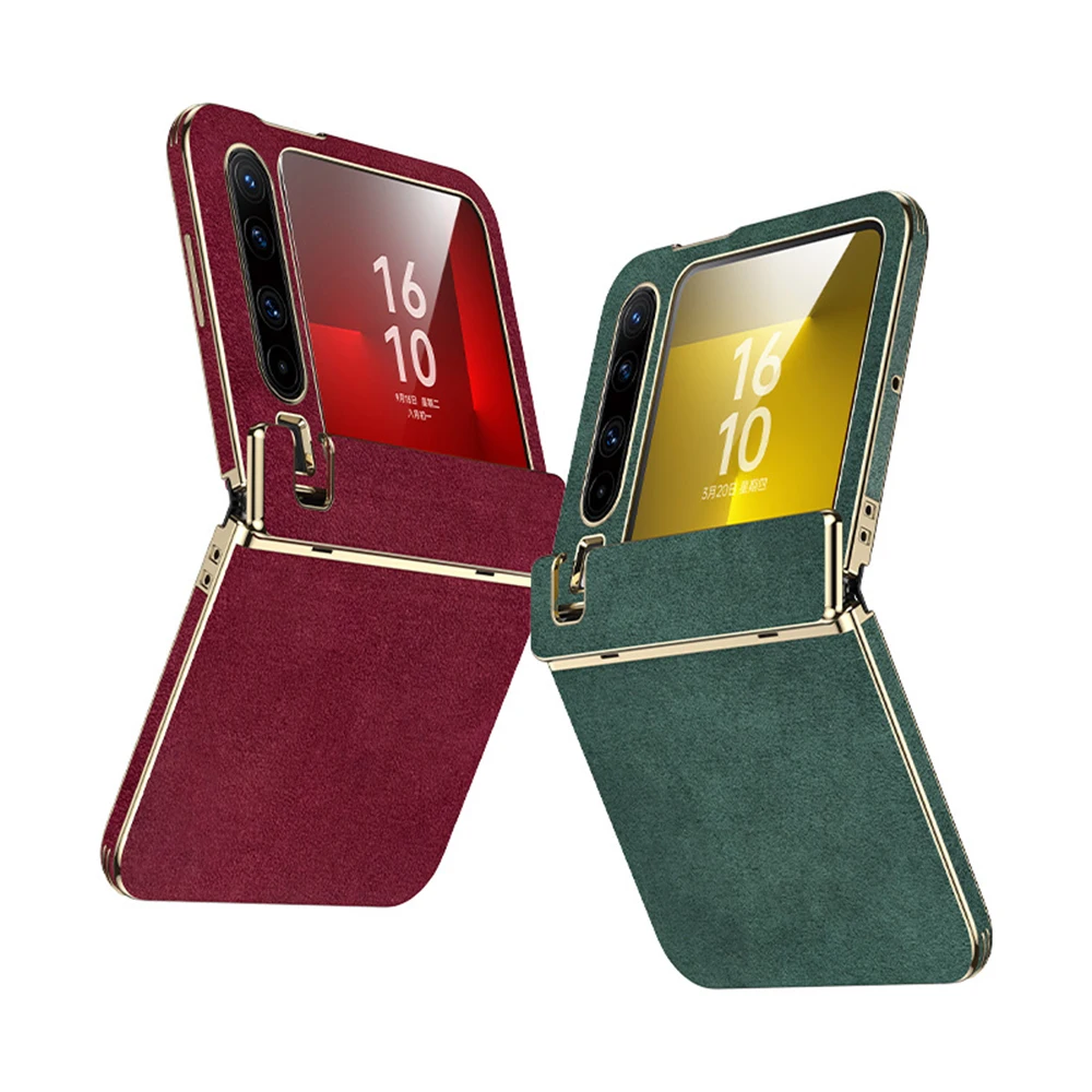 

For Huawei Pura X Genuine Leather Case Tumbled Fur Full Wrap Hinge Protection Noble Slim Anti-Scratch Washable Phone Cover