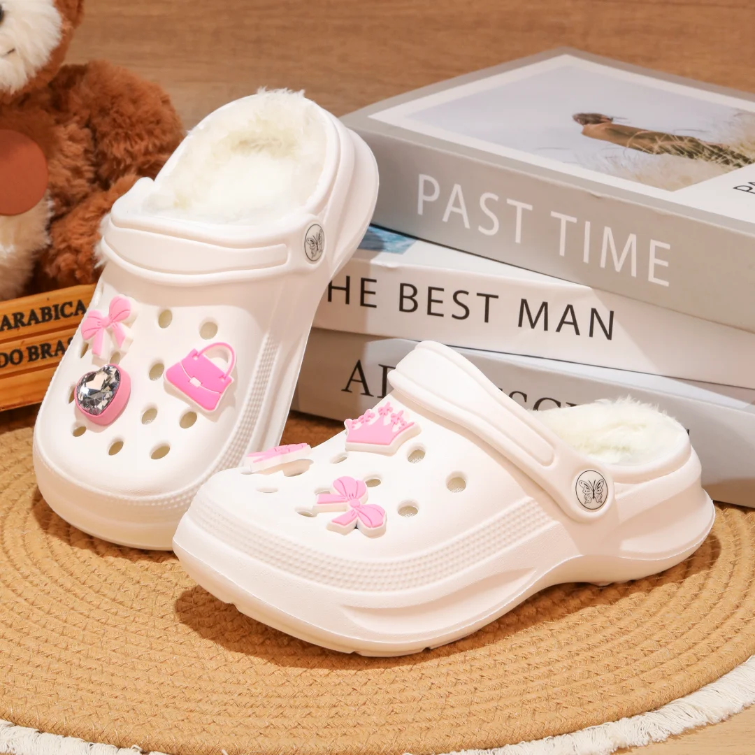 Kinder-Clogs und -Mules mit Fellfutter, leichte Garten-Schuhe mit Baumwollfutter, warme Hausschuhe für Jungen, Mädchen und Kleinkinder, 168. – Detail 4