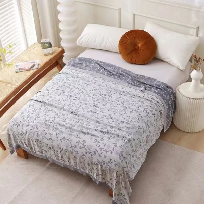 

Cooling Blanket Bamboo Fiber 100% Summer Quilt Yarn Dyed Double-Layer Throw Antibacterial Bed Cover Twin Queen Bedding 150x200cm