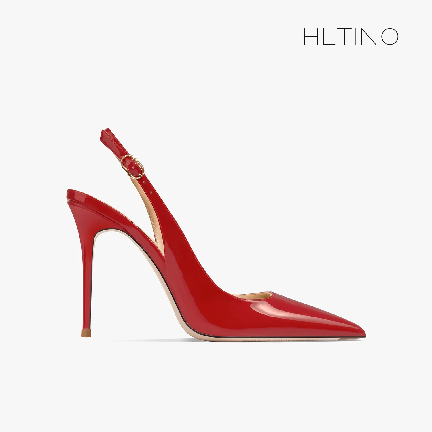 Women's Heeled Sandals Naked Color Patent Leather Slingbacks Pumps Luxury Gladiator Pointed toe High Heels Elegant Woman Shoes image 4