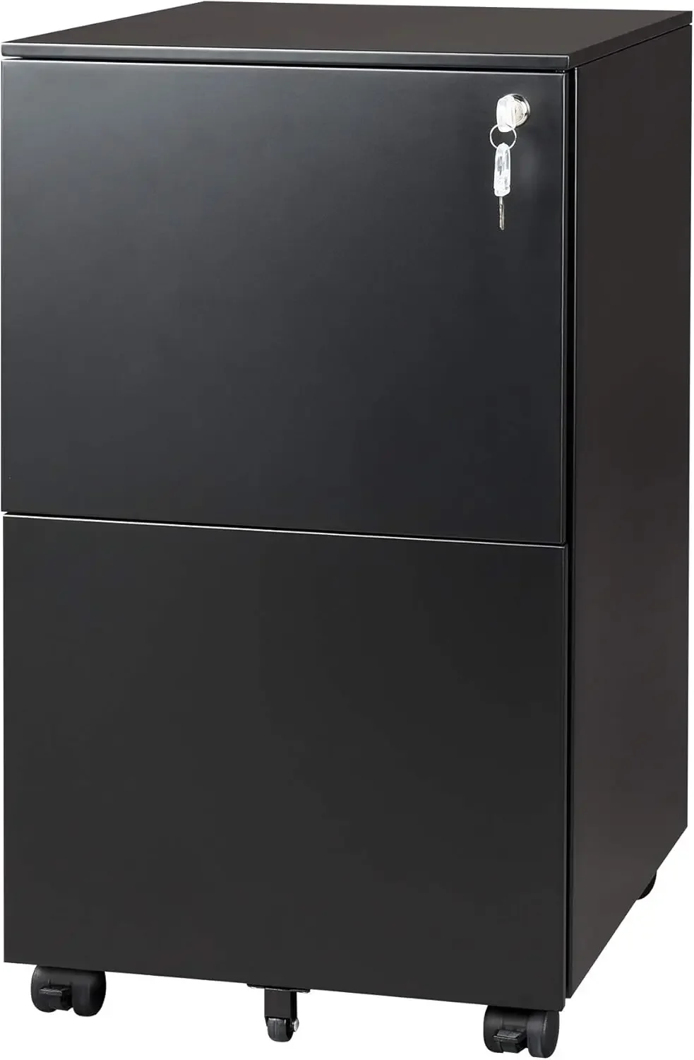 DEVAISE 2-Drawer Mobile File Cabinet with Lock, Commercial Vertical Cabinet in Black