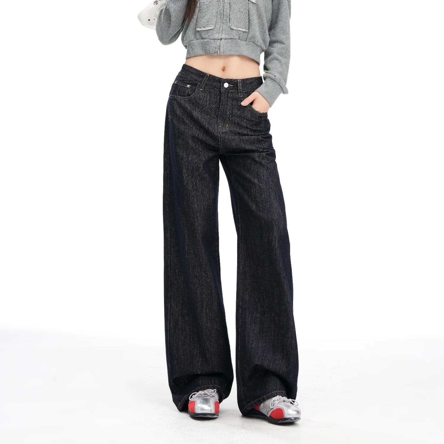 

90S уличный стиль женские прямые широкие джинсы американские ретро широкие джинсовые брюки осень и зима повседневные длинные брюки новые