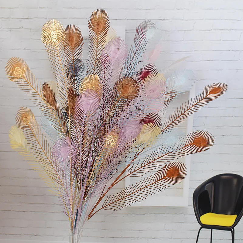 Wedding Simulation Flower Peacock Tail Feather Phoenix Tail Wedding Hall Road Guide Home Outdoor Decorative Plastic Fake Flower