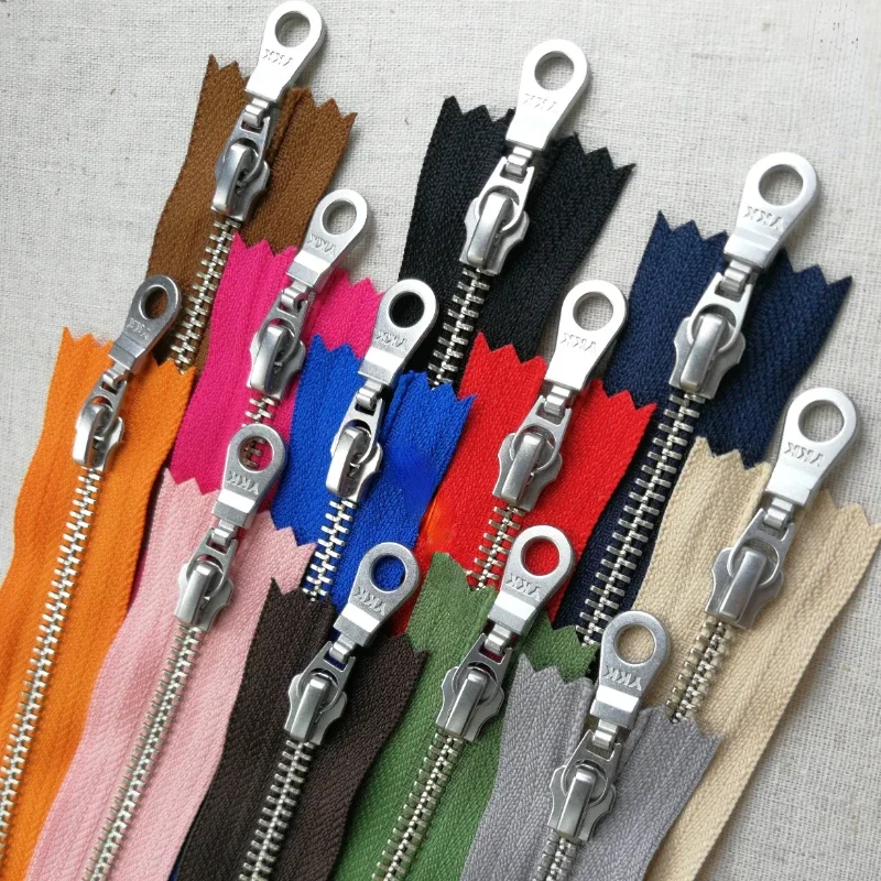 20pcs/Lot 5# 15-50cm YKK Metal Zipper Close End White Copper Coffee Black White Red Leather Handbag Clothing  Sewing Accessory