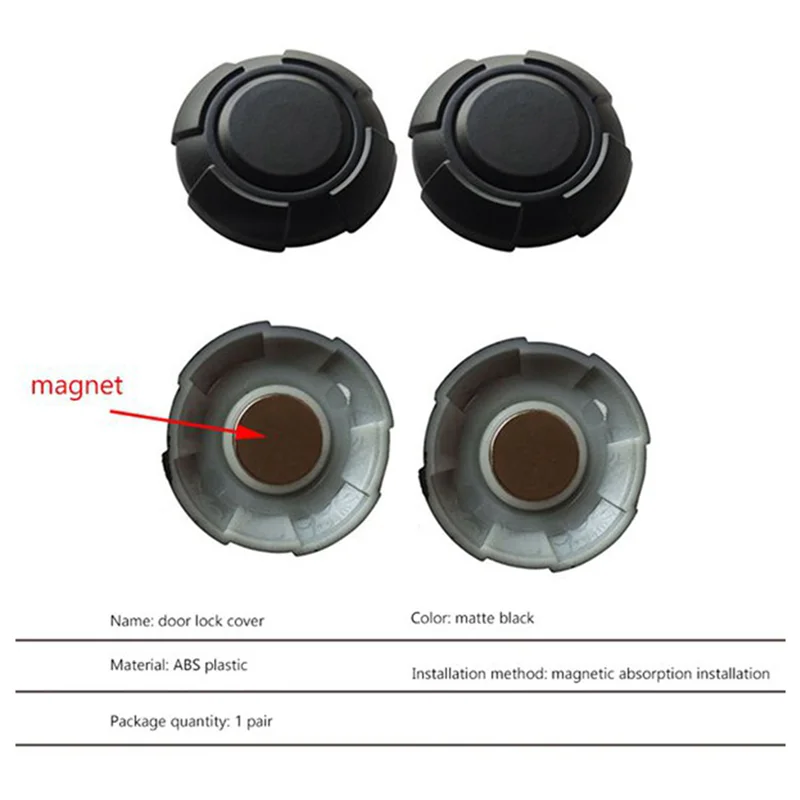 2ชิ้นแผ่นครอบกุญแจประตูรถแม่เหล็กสำหรับ JB64 JB74ล็อคประตู2019-2022ฝาครอบอุปกรณ์เสริมภายนอก