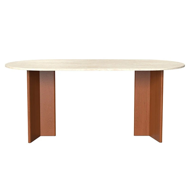 /Travertine rock slab dining table, anti-scratch, anti-scalding and anti-seepage color, round table