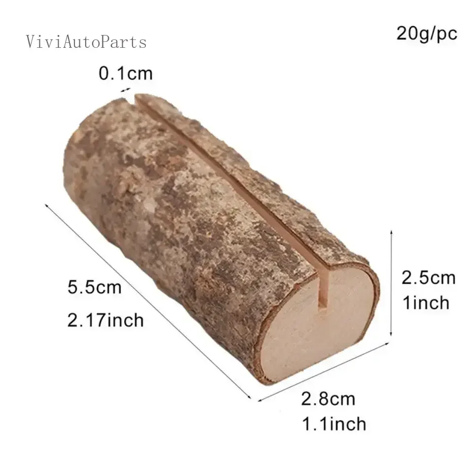 Creative Retro Wooden Photo Clip, Desktop Message & Note Card Holder, Log Handicraft, Literary Style Home Tabletop Ornament