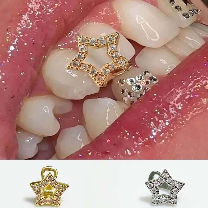 1 Uds., 2 uds., 5 uds., nuevas tirantes de Hip-Hop con estrella de cinco puntas ahuecados de circón, accesorios de moda chapados en oro, tirantes falsos