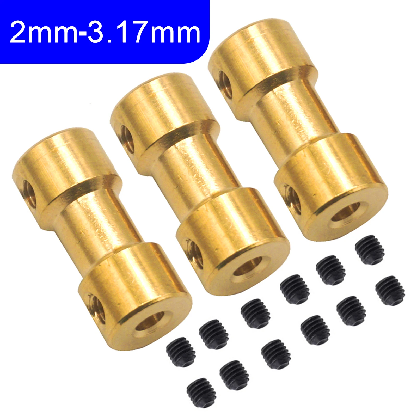 3Pack Brass Motor Shaft Coupling Coupler Connector Sleeve Joint Adapter for RC DIY Airplane Boat Robot
