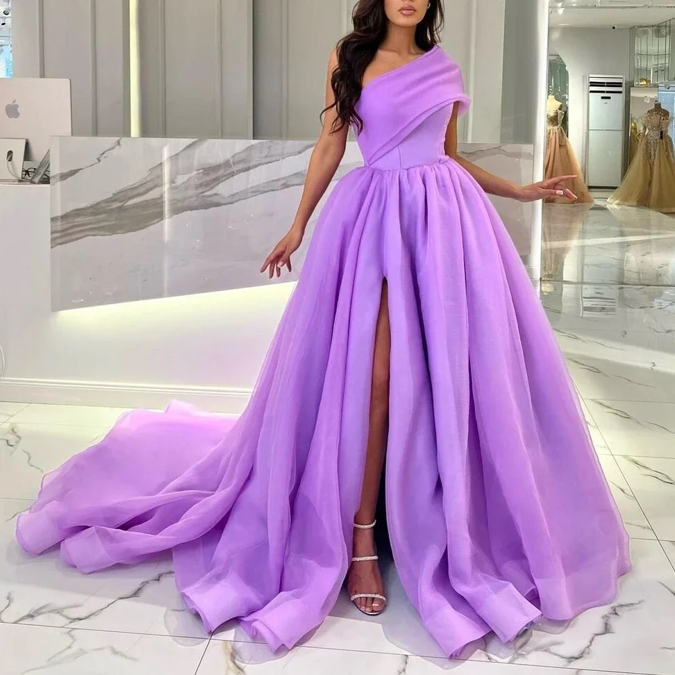 2024 New Split Design Prom Customized One Shoulder Evening Customized Long Organza A Line Mal Prom Wedding Party Customized Robe