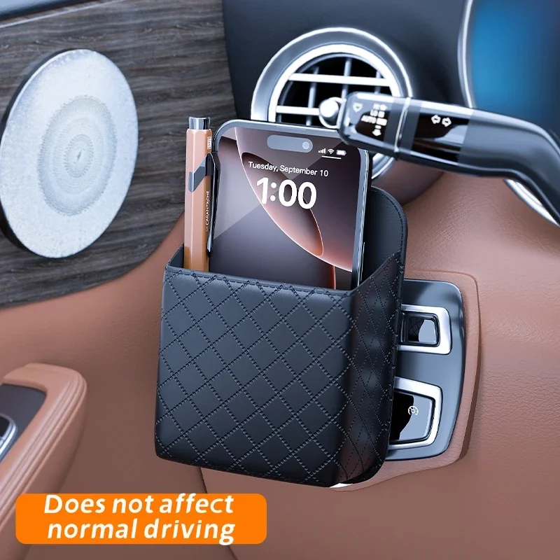 

PU Leather Car Air Vent Organizer - Hanging Storage Box for Phone, Coins, Sunglasses & Small Items - Auto Interior Accessories