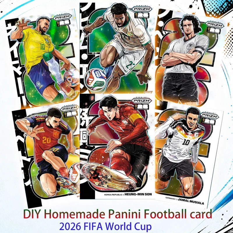 DIY PANINI Homemade Football Collection Card FIFA World Cup Manga Series Board Game Harland Yamal Neymar Mbappe Ronaldo Messi
