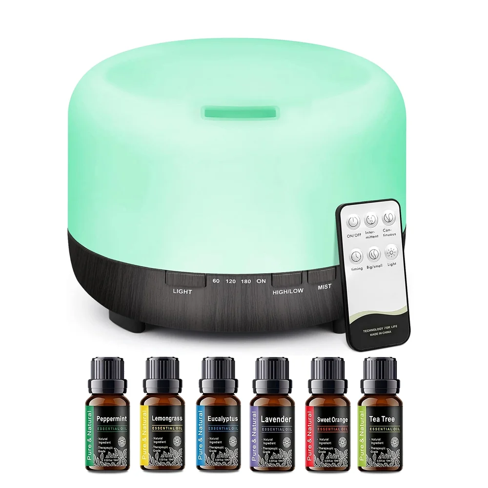 

500ml Ultrasonic Air Vaporizer Aromatherapy Quiet Mist Humidifier Essential Oil Diffuser With Remote Control for Baby Bedroom