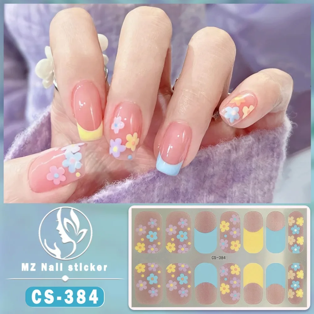 Waterproof French Nail Decals 3D Nails Polish Wraps Nail Art Gel Full Nail Wraps No Damage to Nails Gel Nail Stickers Set Nail