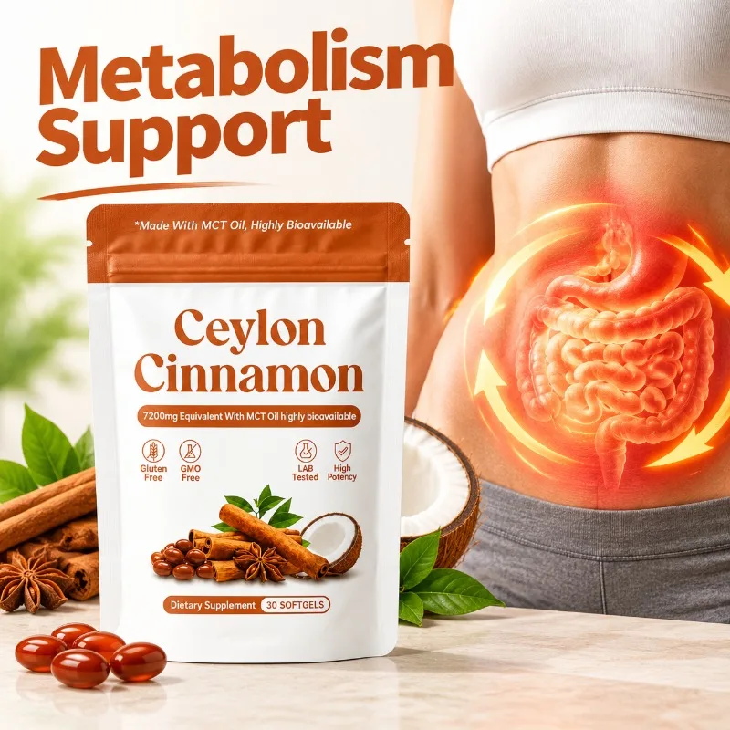 Ceylon Cinnamon Softgels with MCT Oil for Metabolism Support Non-GMO Gluten-Free Vegan for Men Women 30 Softgels