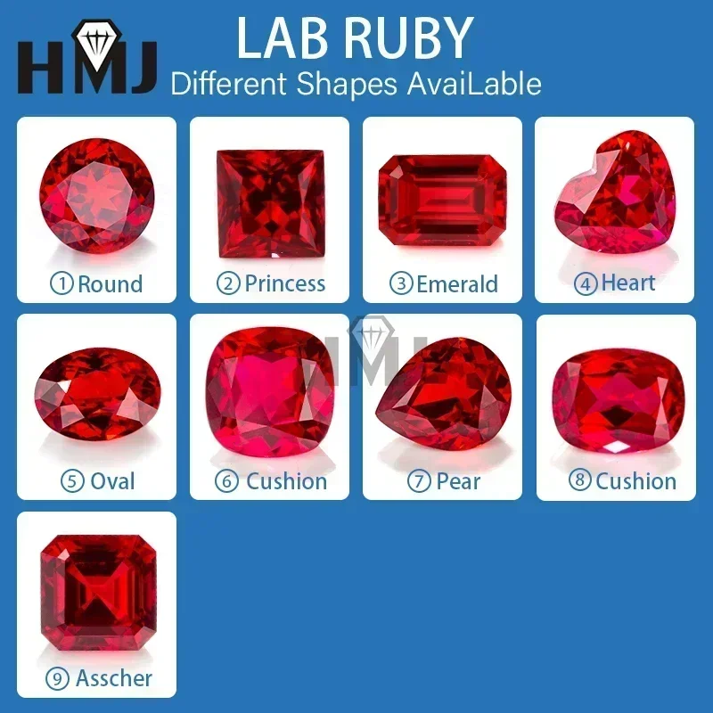 Red Ruby Pear Shape Lab Grown Ruby Certified Ruby Pigeon Blood AGL Certified Heart Shape 0.5ct 1ct DIY Beads for Jewelry Making