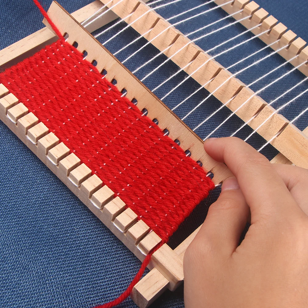 Mini Weaving Loom Frame Kit,  Wooden Spinning Wheel, Tapestry Loom, Travel Small Weaving Loom for Beginner DIY Woven Set
