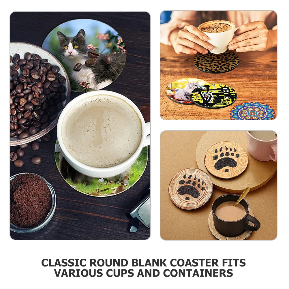 50Pcs Thermal Sublimation Blank Coasters DIY Heat Transfer Printing Unique Gifts for Car Cup Holders Home Desk