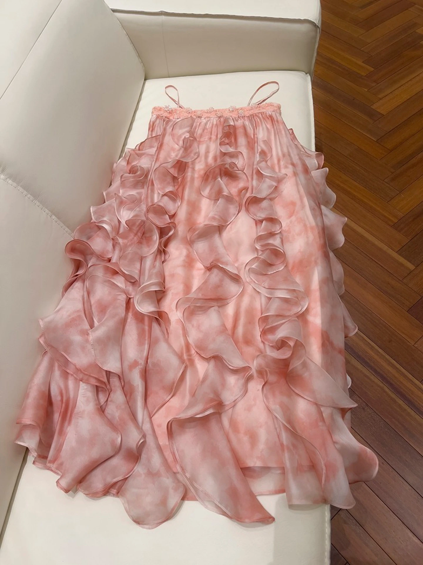 Ele adient Pink Off-oulder Heavy Embroidery Blouse Holiday Dr with Lace Trim High Waist Midi Dr for Women