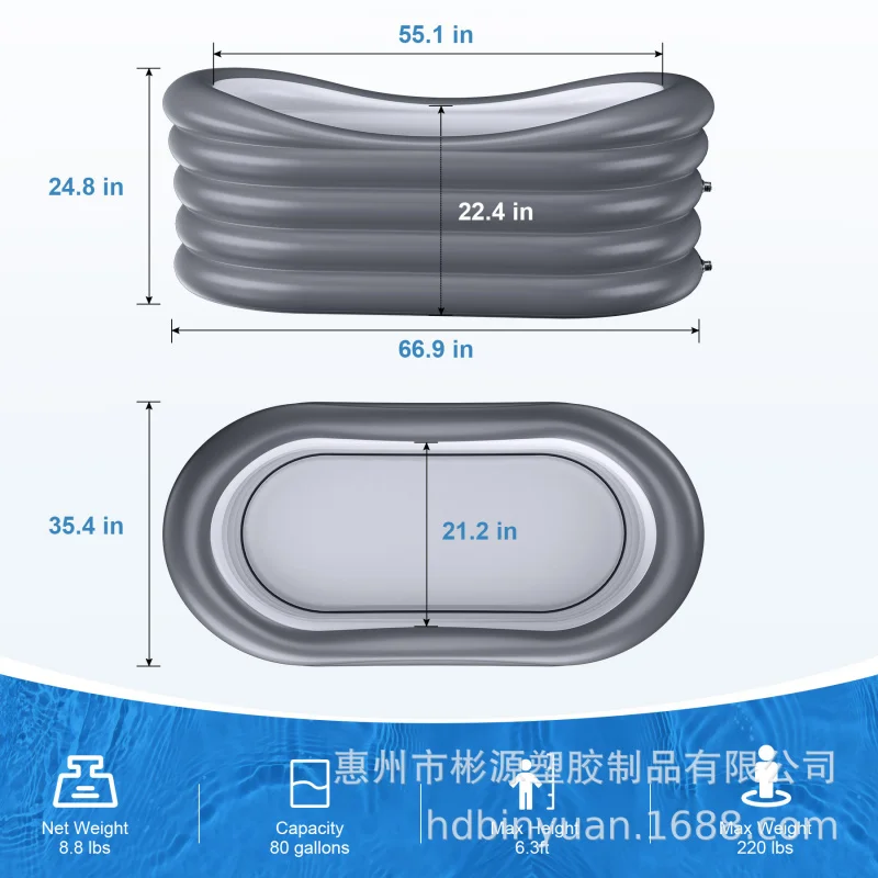 حوض استحمام حصري قابل للنفخ وقابل للطي عبر الحدود، حوض تدليك قابل للمقعد للبالغين #4