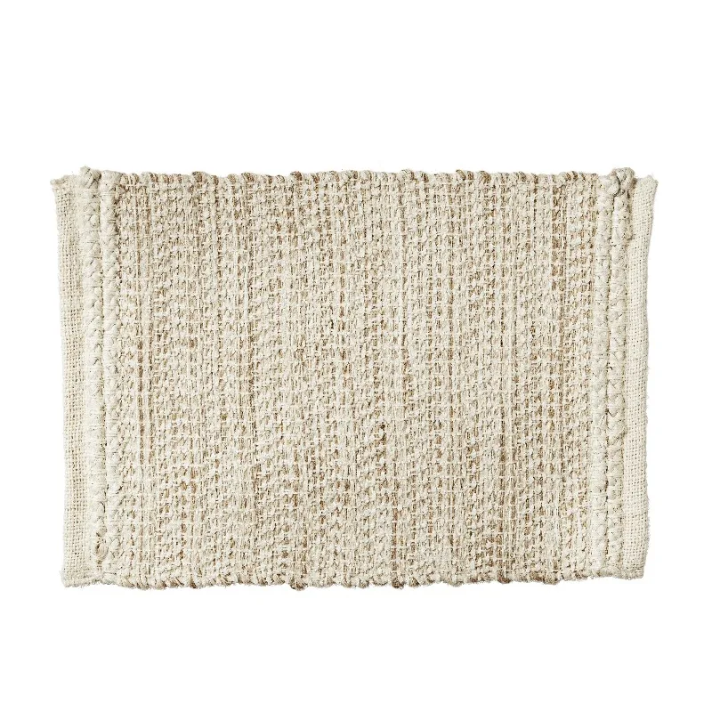 Natural & Ivory Jute Placemat,Rectangle，Transitional