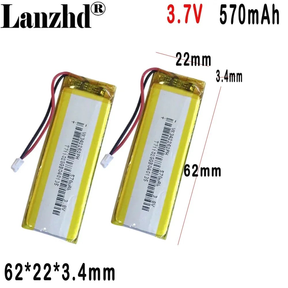 

342262 Polymer lithium Battery 3.7V 570mAh For smart wearable massage instrument point reading pen