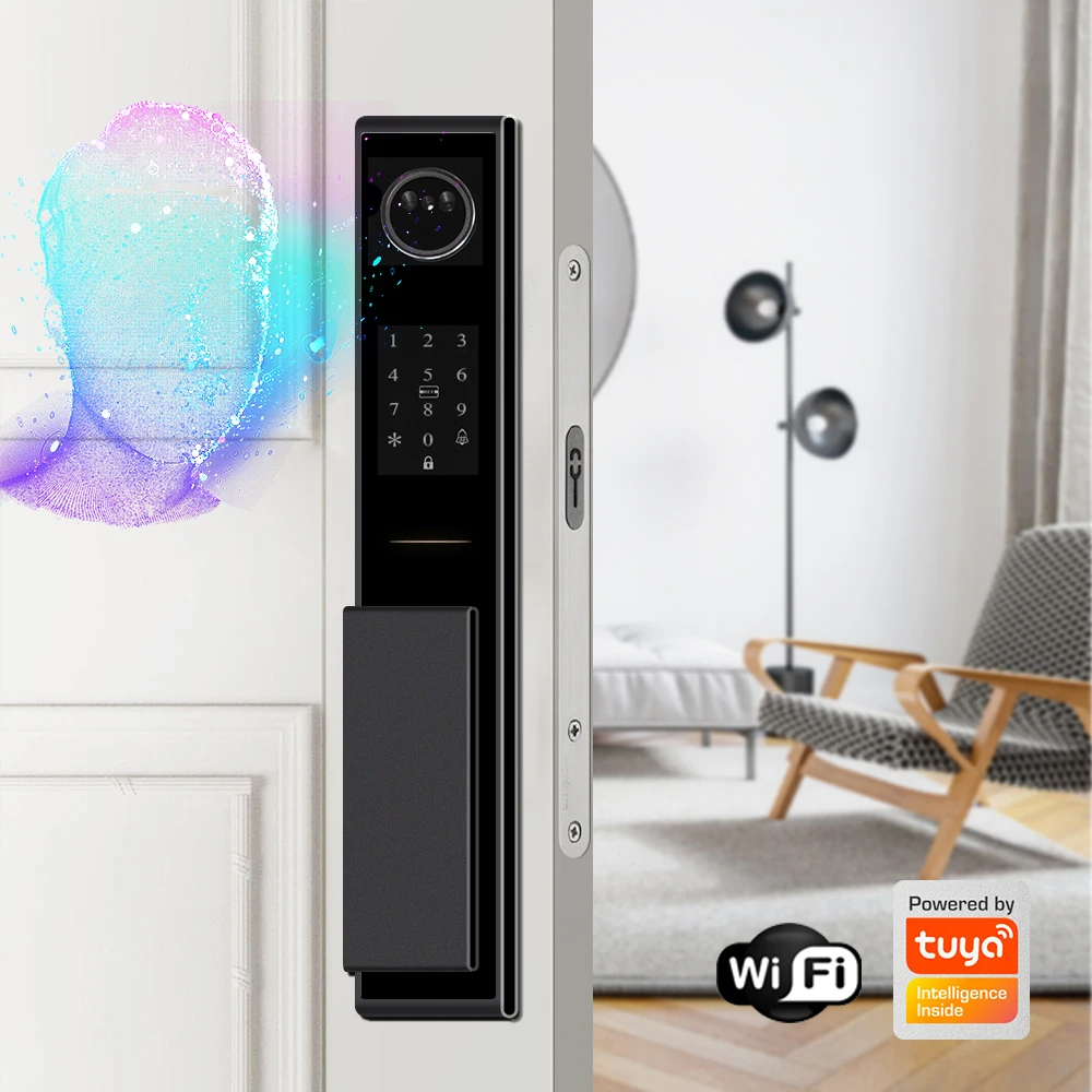 Smart Door Lock Tuya APP Face Recognition  Electronic Digital Door Lock Fully Automatic Door Lock With Camera Two-way Audio