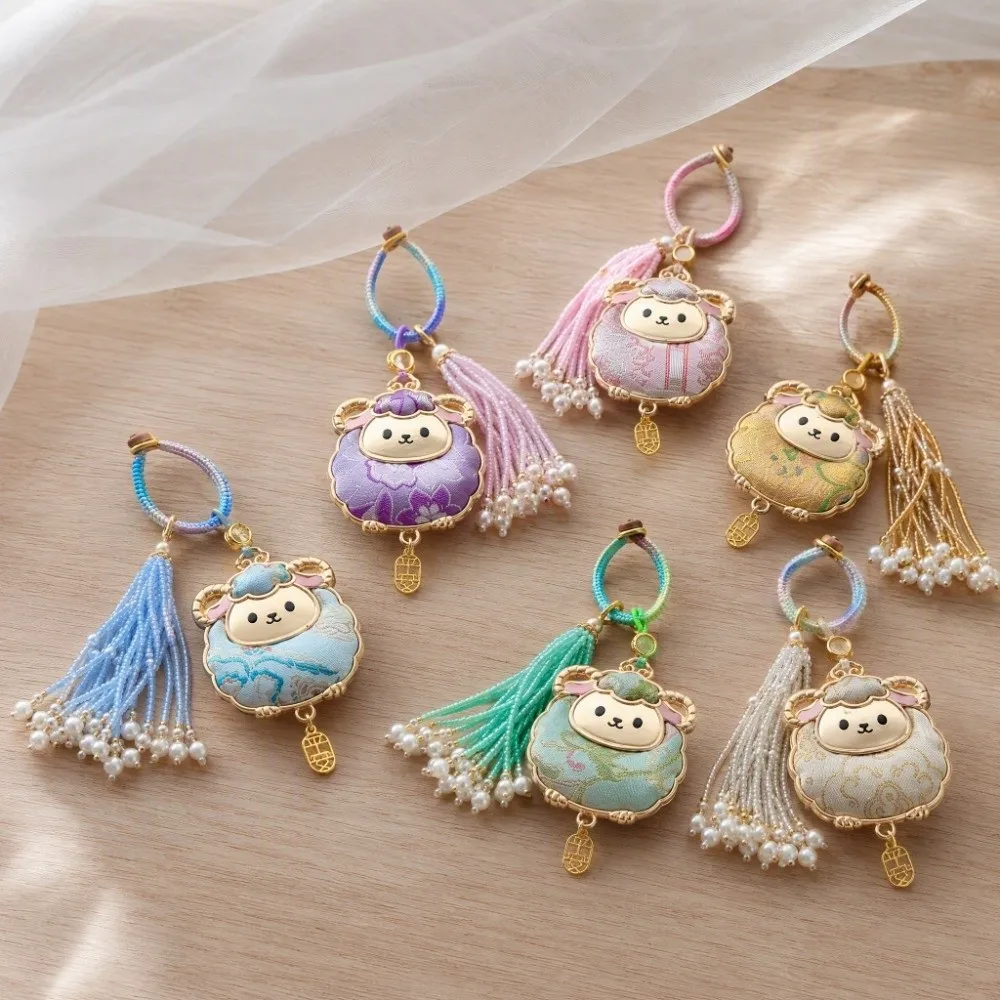 Imitation Song Brocade Tassel Brocade Sheep Pendant Cartoon Animal Chinese Zodiac Chinese Style Lamb Keyring Decoration Handmade
