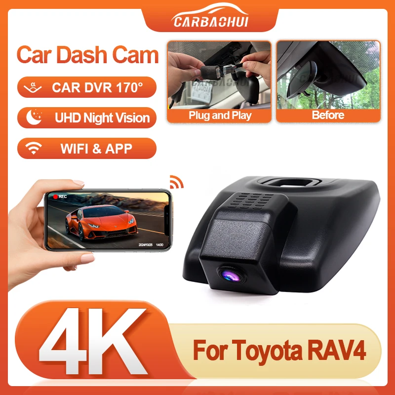 

For Toyota Rav4 XA50 XA40 XU80 2019-2021 4K Dash Cam for Car Camera Recorder Dashcam WIFI Car Dvr Recording Devices Accessories