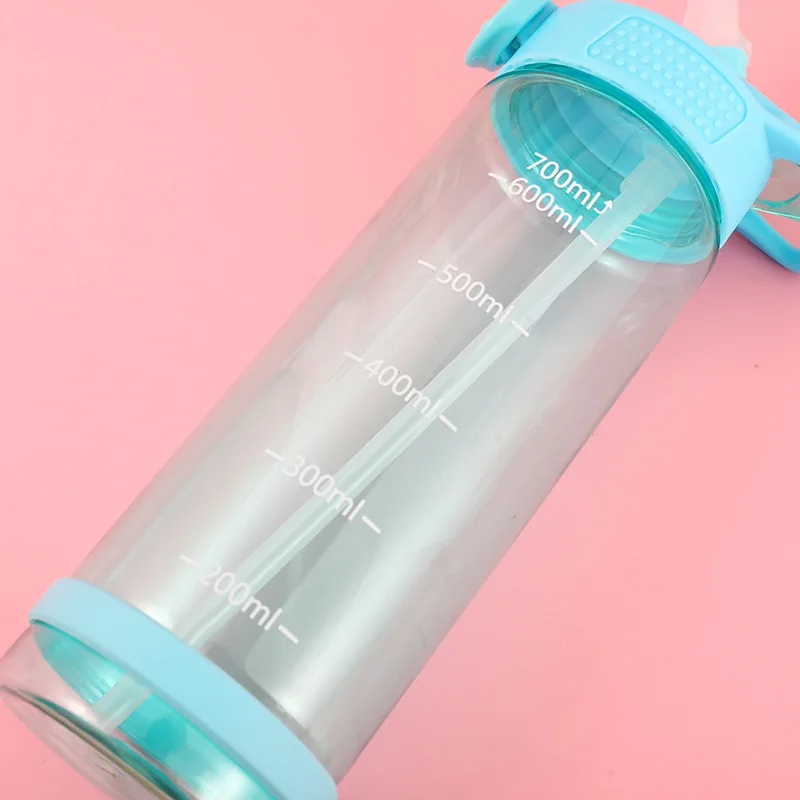 700ML 에반게리온 물병, 빨대 포함, 휴대용 대용량, 누수 방지, 마커 포함, 남성용 야외 피트니스 음료 용기