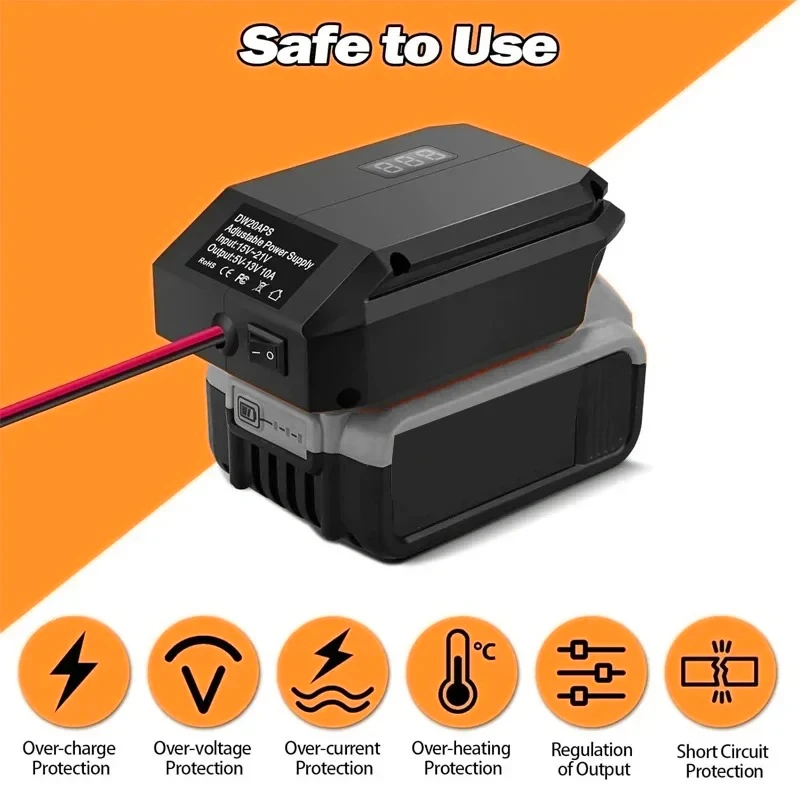 For Milwaukee/Makita/Dewaltt/Bosch，18V to 12V Step Down Power Wheels Battery Adapter 5V-13V Buck Converter Regulator DIY Charger