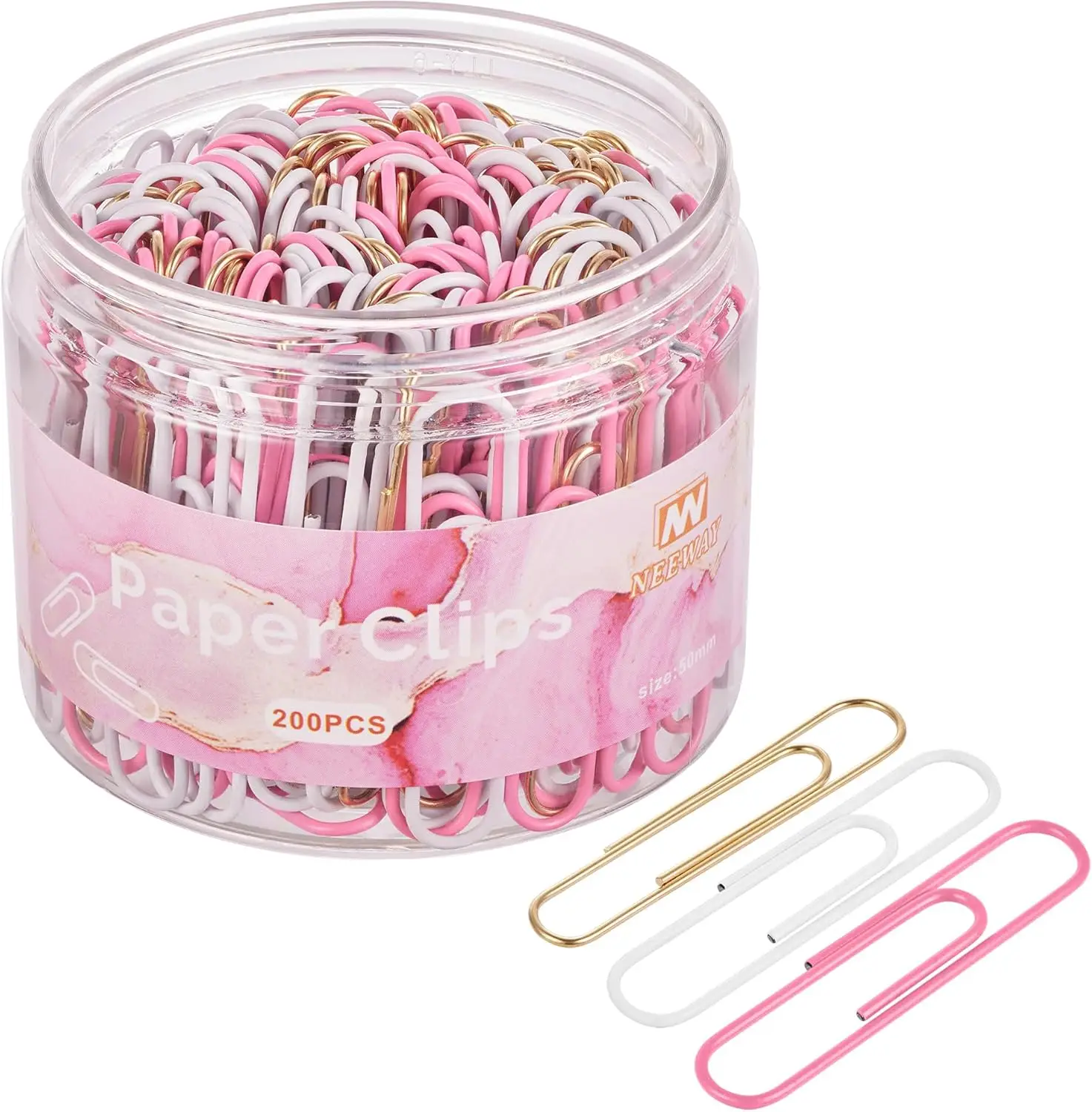 

200 Pcs 2 Inch Jumbo Pink Paper Clips, Large Colored Paperclips for Office School Supplies