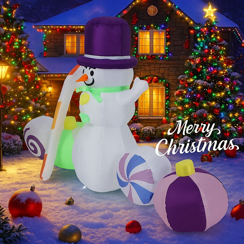 5.91FT ألعاب قابلة للنفخ ثلج الحلوى الديكور ساحة عيد الميلاد مع LED مضاءة الحديقة المنزل حفلة في الهواء الطلق عطلة عيد الميلاد ديكور للعائلة
