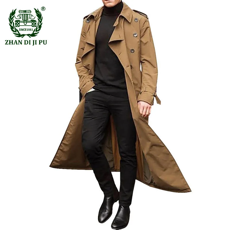 

Men's Casual Trench Spring Autumn Solid Color Business Vintage Long Overcoat Male New Fashion Formal Slim Fit Windbreakers Coats